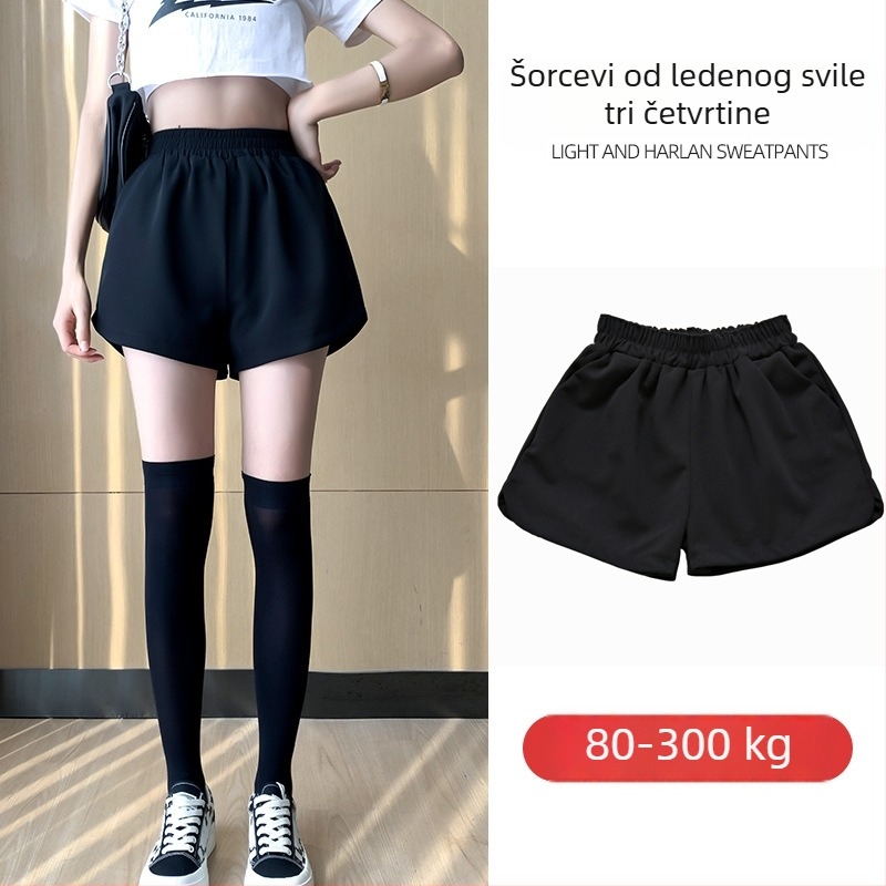 Ženske ljetne šortse od Ice Silk, lagane, Plus veličina, visokog struka, casual nošenje