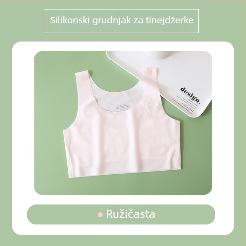 Bešivni grudnjak za djevojčice 7-12 godina, prozračan, bez šavova, puna košarica, ultra-tanki oblikovani čašice, najlon-viskozna smjesa