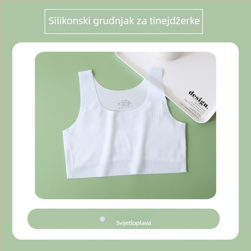 Bešivni grudnjak za djevojčice 7-12 godina, prozračan, bez šavova, puna košarica, ultra-tanki oblikovani čašice, najlon-viskozna smjesa