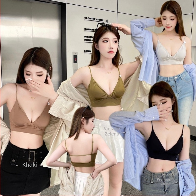 Nova tanka satenska tube top bez leđa, s čvrstim trokutastim košaricama, unutarnja podstava; može se nositi i kao vanjska odjeća, žensko donje rublje.