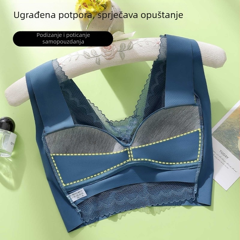 Čipkasti bralet s V-dekolteom, bezšavnim stražnjim dijelom, ženski grudnjak bez naramenica za spavanje, lagan