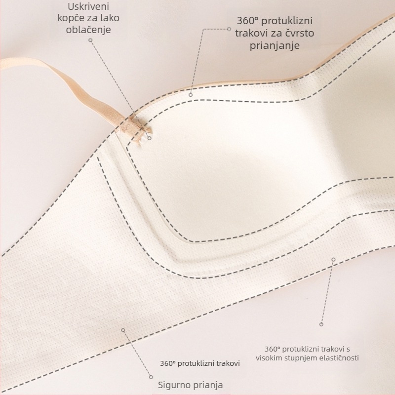 Grudnjak bandeau bez naramenica za žene, push-up, protivklizni, bez šavova, 1/2 šalice, tanki oblikovani kalupi