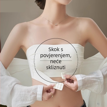 Bez naramenja ženski grudnjak s učinkom skupljanja i udobnosti — najlon tkanina, 3/4 košarica, tanko oblikovane košarice, odvojive dvostruke naramenice, prednje kopčanje