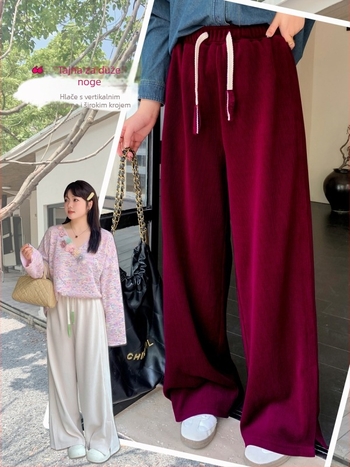 Mellowrani Ženske pletene široke hlače, visoki struk, dužine do poda, poliester