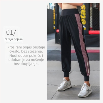 Ženske joga hlače od pletenine, širokog kroja, visokog struka, harém stil, duge hlače za zimu