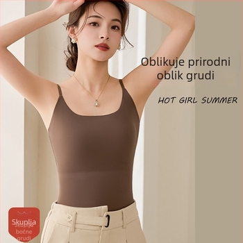 Hlađena camisola s fiksnim košaricama, baza od ledenog svile s jastučićima za dojke, oblikovanje leđa, može se nositi i kao vanjski top