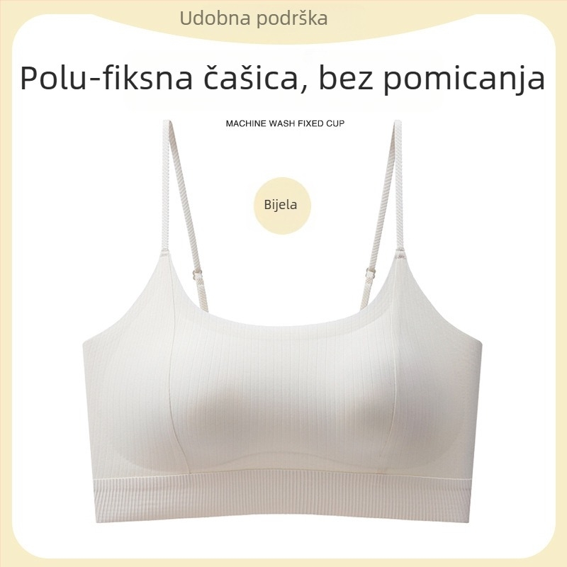 Tanki grudnjak s dvostrukim ramenskim trakama i oblikovanim košaricama, najlon tkanina, 1/2 košarice, fiksni dvostruki remeni, push-up