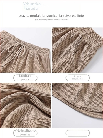 Ženske ljetne sportske šorceve, poliester, visoki struk, dužina 3/4, visoka elastičnost