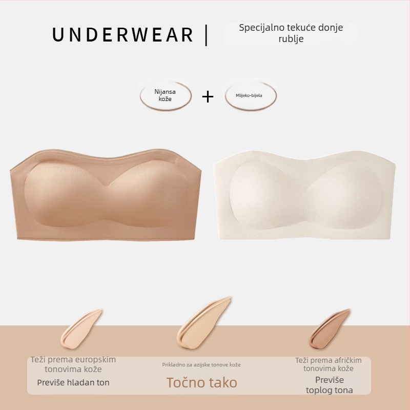 Nylon bezšivni wrap/tube top grudnjak, srednji oblik košarica, jedinstveni sexy stil, bočno skupljanje
