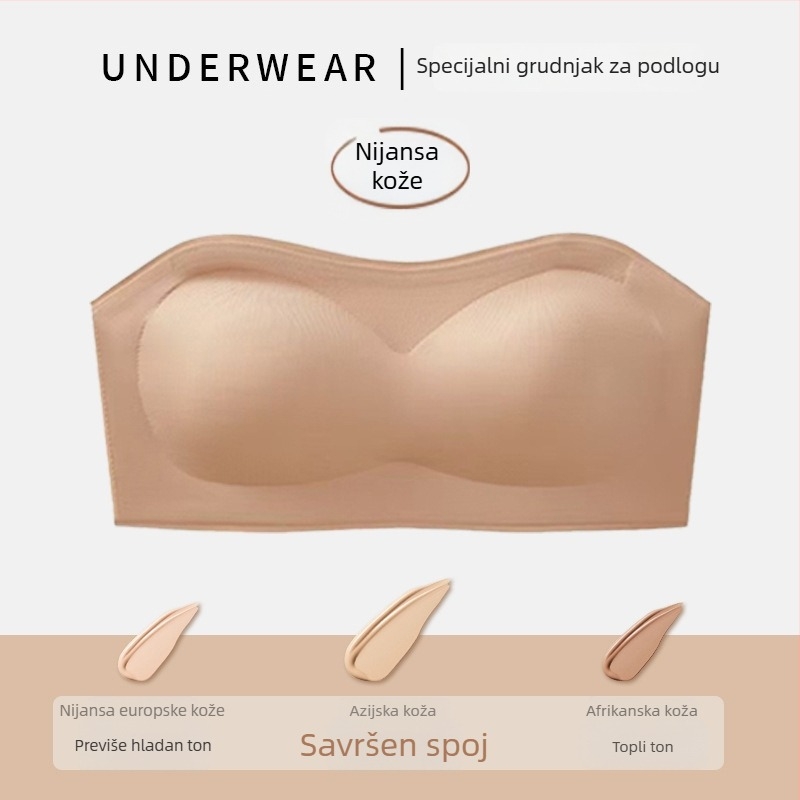 Nylon bezšivni wrap/tube top grudnjak, srednji oblik košarica, jedinstveni sexy stil, bočno skupljanje