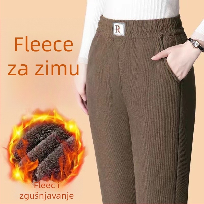 Harém hlače s fleesom iznutra, visokim strukom, ravni kroj, 95% poliester
