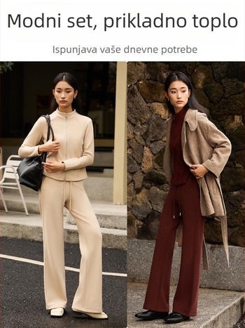 Ženski dvodijelni casual kostim, uski kroj, mješavina poliestera i spandexa, trodimenzionalno krojenje, jesen 2025