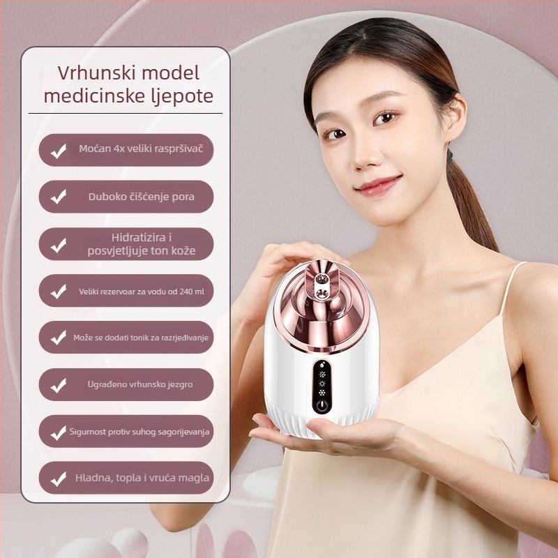 Parni uređaj za lice s dvostrukom mlaznicom toplom i hladnom, nano hidratantni sprej, brzina 4, vrijeme magle 31–60 s, marka Qibang