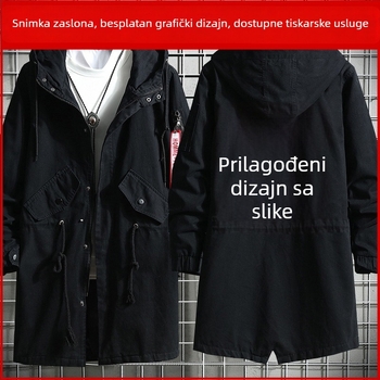 Unisex pamučna windbreaker jakna, srednja duljina, kapuljača i zip