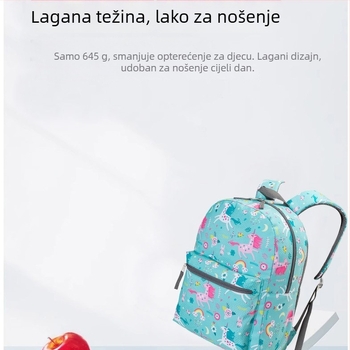 Dječja školska torba s motivom jednoroga, Oxford tkanina, trodjelni set, naramenica s zračnim jastučićem