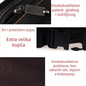 Gu Muzi Platnena Muška Torbica Za Pojas — Otporna na Habanje, Unutarnja Podstava Poliester-Pamuk