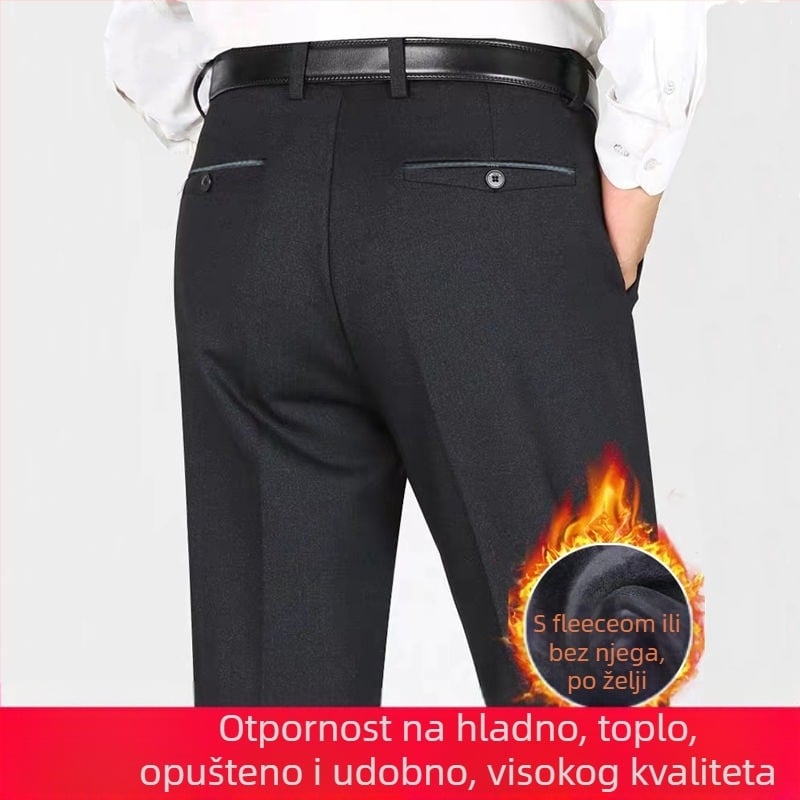 Muške hlače za jesen-zimu, udobnog ravnog kroja, s fleksi podstavom, za muškarce srednje dobi