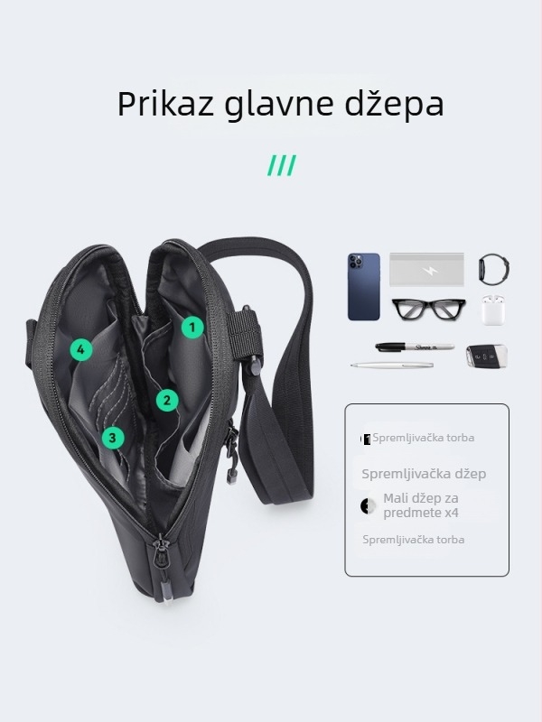 Muška chest bag Marco leden — urbana jednostavnost, Oxford tkanina, otporna na habanje