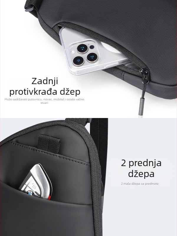 Muška chest bag Marco leden — urbana jednostavnost, Oxford tkanina, otporna na habanje