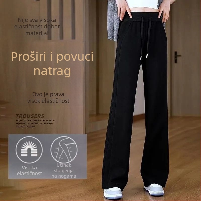 Ženske hlače ravnog kroja, lagana tkanina od poliestera sa elastanom, proljeće 2026, s oznakom