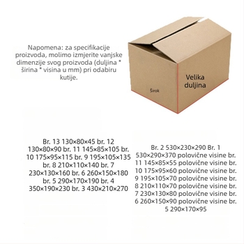 Ekstra tvrda sklopiva kutija od valovitog kartona za pakiranje u e-trgovini, bez ispisa, 180 g/m², unutarnje dimenzije 120x70x80 mm, vanjske 130x80x90 mm