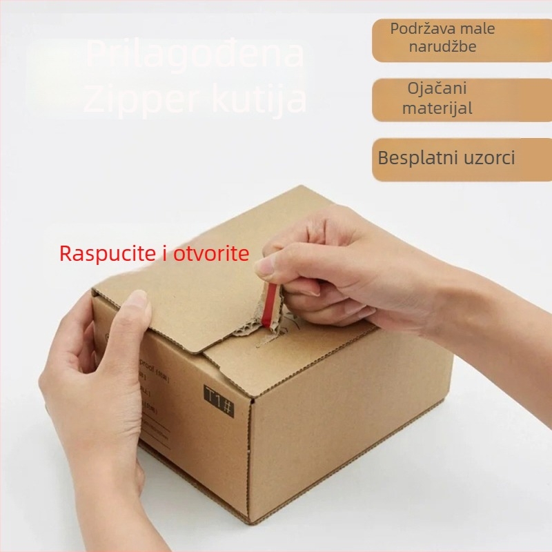 Prilagođena zip kutija za ekspresnu dostavu od Kraft kartona, sklopiva, otisak logotipa, debljina 5, 250 gsm
