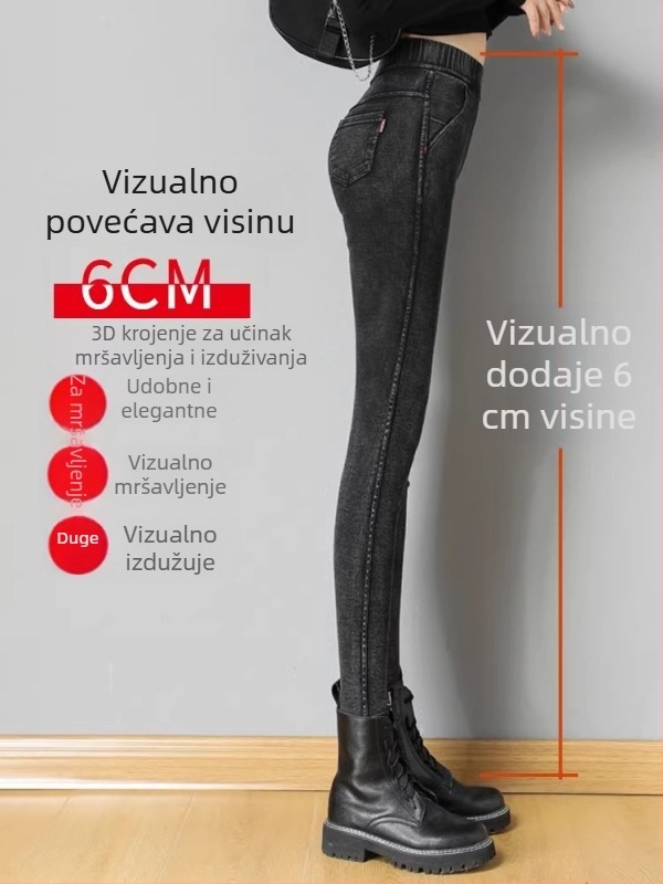 Ženske uske hlače tipa pencil od viskoze, debela tkanina, visoka elastičnost, jesen 2024.