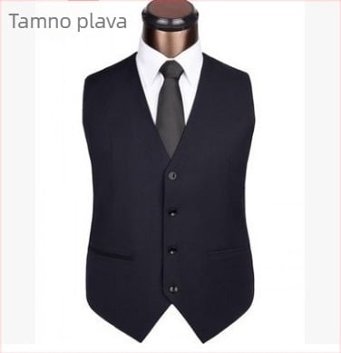 Muška slim-fit prsluk – Monokromatski uzorak, 80% viskoze u pamukovoj smjesi, Heng Qiong, poslovni stil