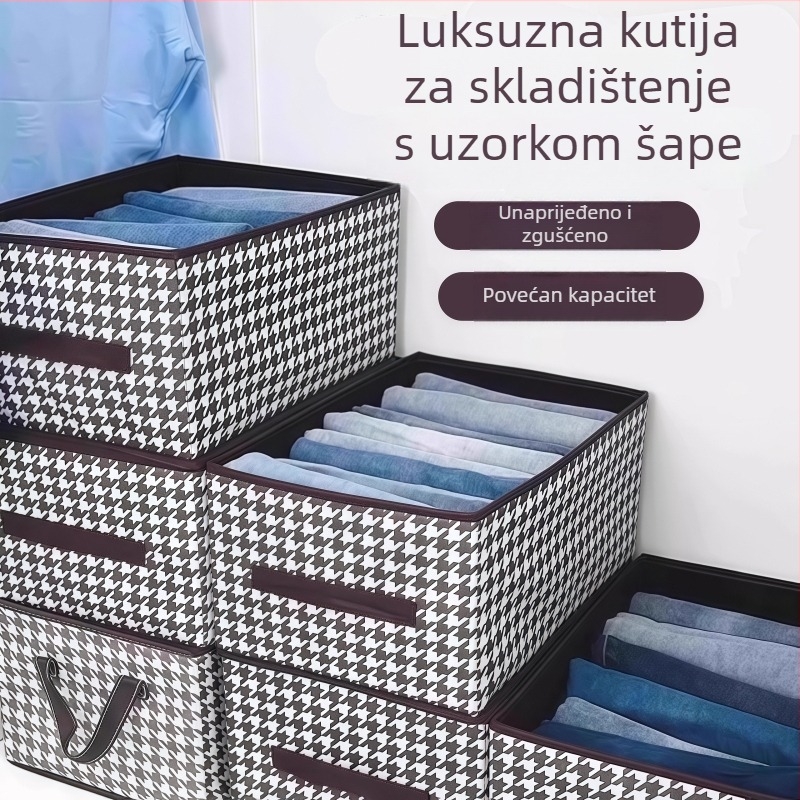 Kutija za skladištenje s uzorkom Houndstooth, sklopiva, kapacitet 5-10 L, model f231, prugasti uzorak