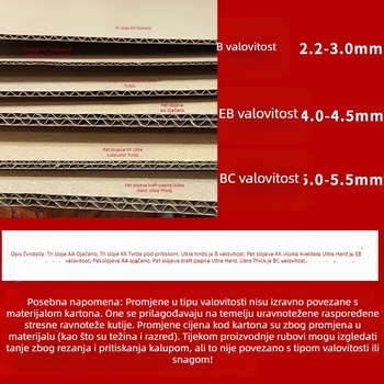 Prilagođena valovita kartonska kutija CX-1, 5 mm debljine, 230 GSM.