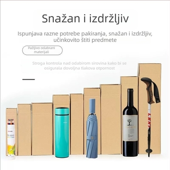 Pravokutna kutija za pakiranje od valovitog kartona, sklopiva, debljina 2,5 mm, 250 g/m² papir, zaštita od tlaka i udara.