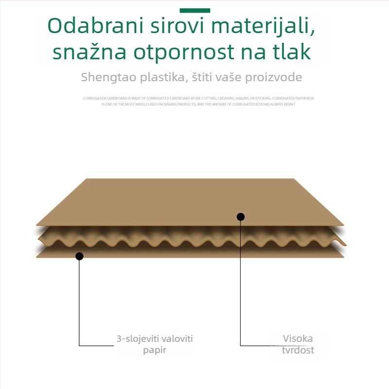 Kutija od valovitog kartona s tri sloja, prazna, za pakiranje, debljina 2,8 mm, standardni model