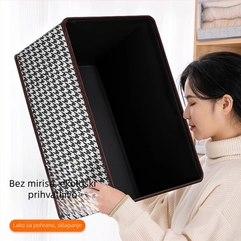 Kutija za odlaganje odjeće od tkanine s Houndstooth uzorkom, sklopiva, 10–20 L, prenosni organizator ormara