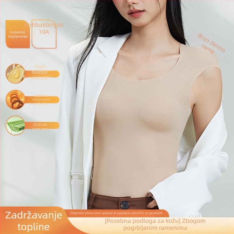 Bezšivni podstavljeni top bez naramenica – tanke oblikovane košarice, fiksne košarice, duljina do struka, najlon materijal, topao i udoban.