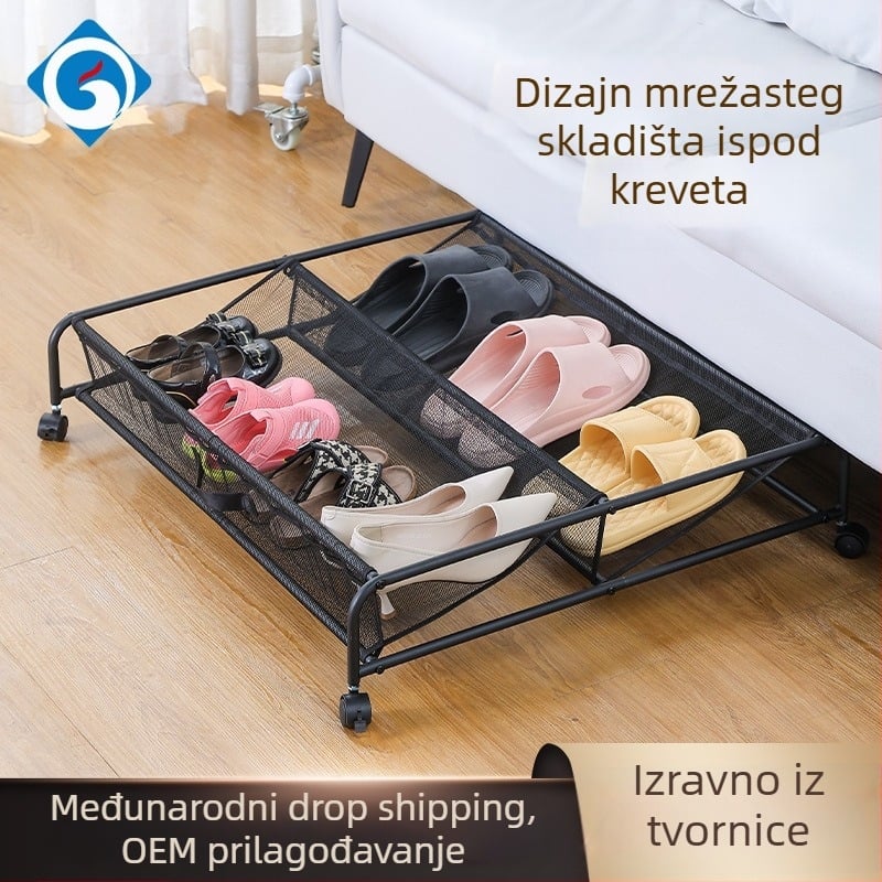 Organizator cipela ispod kreveta s metalnom mrežicom i kotačićima – pokretna kutija za skladištenje (5–10 L)