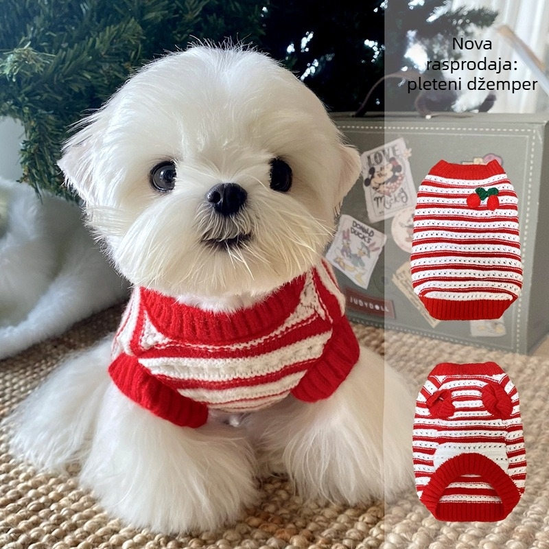 Pamukasti pulover za kućne ljubimce – Nova godina, za male pse i mačke: Teddy, Bichon Frisé, Yorkshire Terrier, jesen-zimsko izdanje