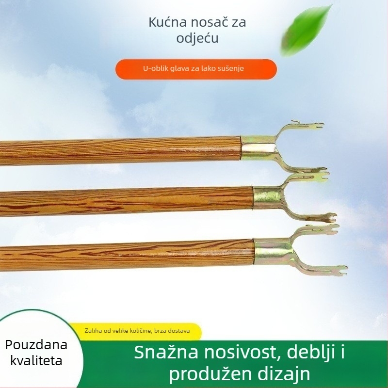 Drvena šipka za sušenje odjeće, moderni minimalistički stil, za balkon