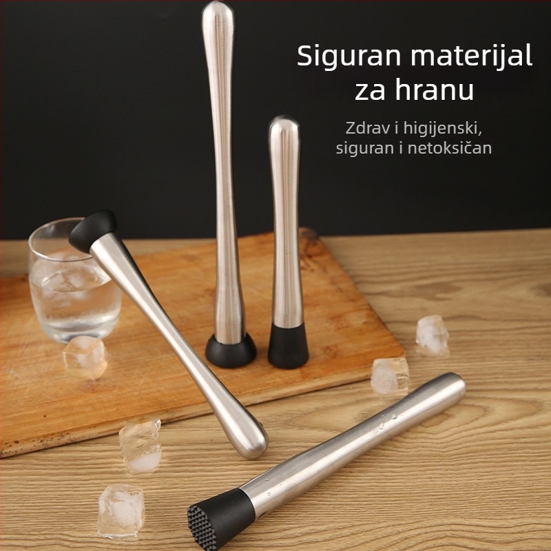 Set čekića za led za koktele – drška od nehrđajućeg čelika, PC čekić i PP limun čekić, 2 dijela