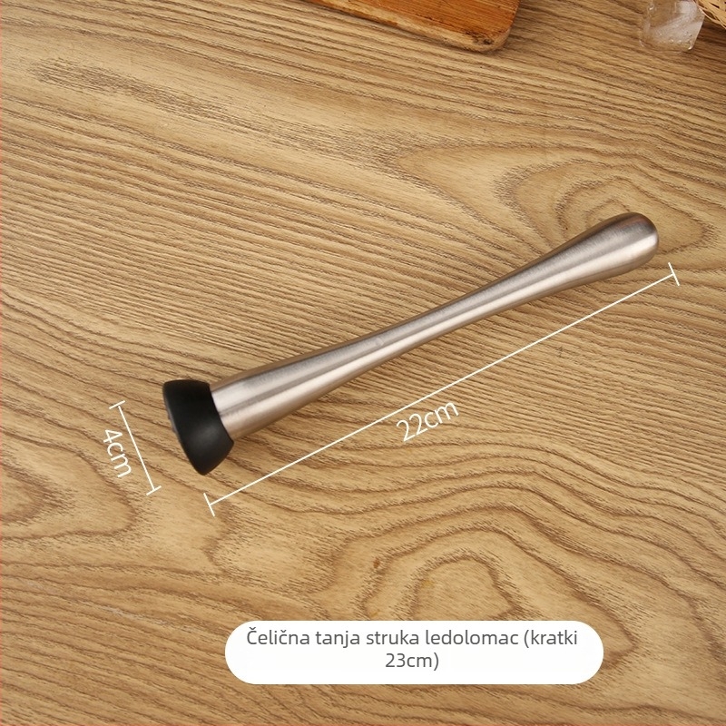 Set čekića za led za koktele – drška od nehrđajućeg čelika, PC čekić i PP limun čekić, 2 dijela