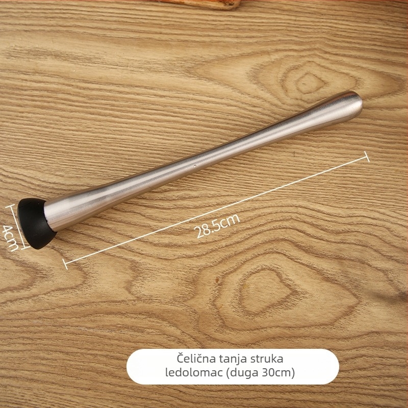 Set čekića za led za koktele – drška od nehrđajućeg čelika, PC čekić i PP limun čekić, 2 dijela