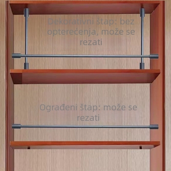 Aluminijski okrugli cijevni štitnik za garderobne ormariće – podrška šipka, rubni trak, moderan minimalistički dekorativni štap, prilagodljivi pričvrsni elementi