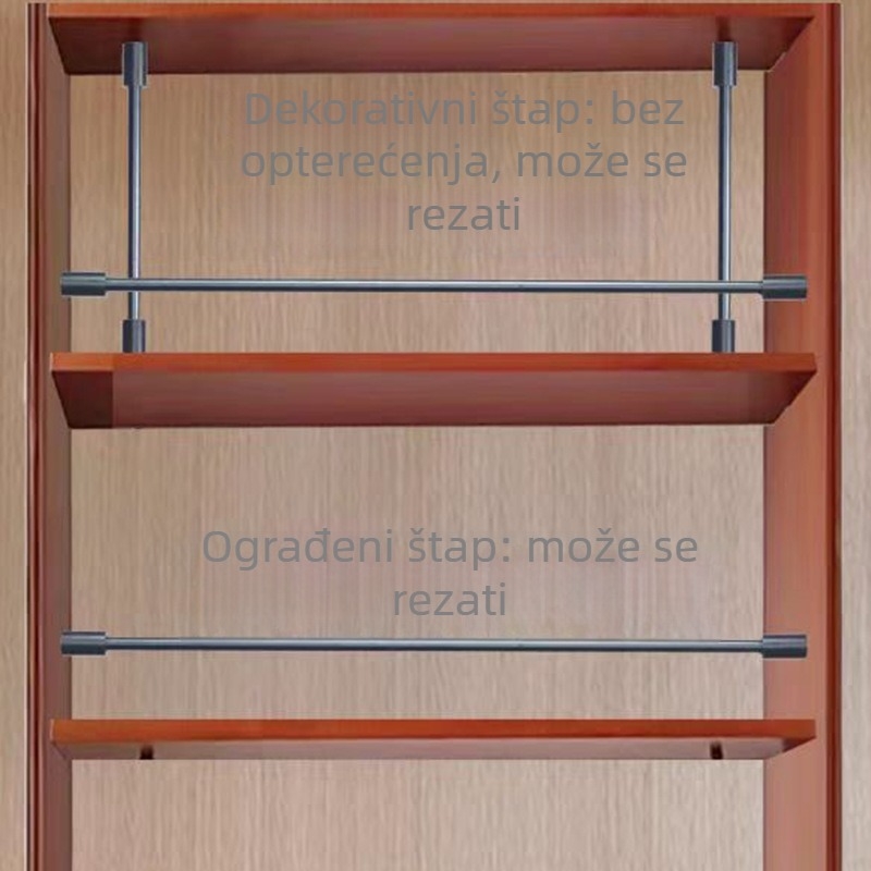 Aluminijski okrugli cijevni štitnik za garderobne ormariće – podrška šipka, rubni trak, moderan minimalistički dekorativni štap, prilagodljivi pričvrsni elementi