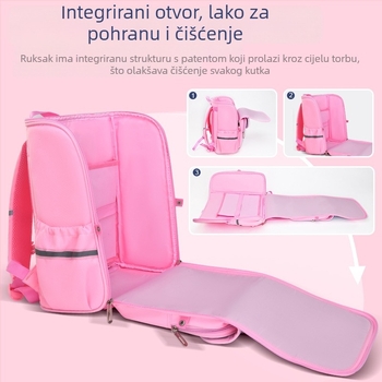 Školska torba s temom svemira za učenike 3.–4. razreda, lagana PU, veliki kapacitet, zakrivljene naramenice, najlonska podstava, životinjski uzorak, unisex