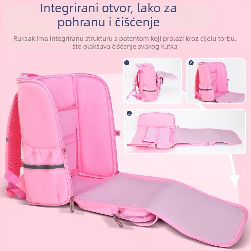 Školska torba s temom svemira za učenike 3.–4. razreda, lagana PU, veliki kapacitet, zakrivljene naramenice, najlonska podstava, životinjski uzorak, unisex