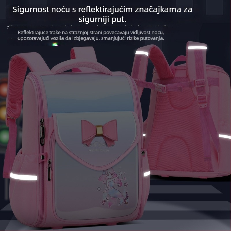 Školska torba s temom svemira za učenike 3.–4. razreda, lagana PU, veliki kapacitet, zakrivljene naramenice, najlonska podstava, životinjski uzorak, unisex
