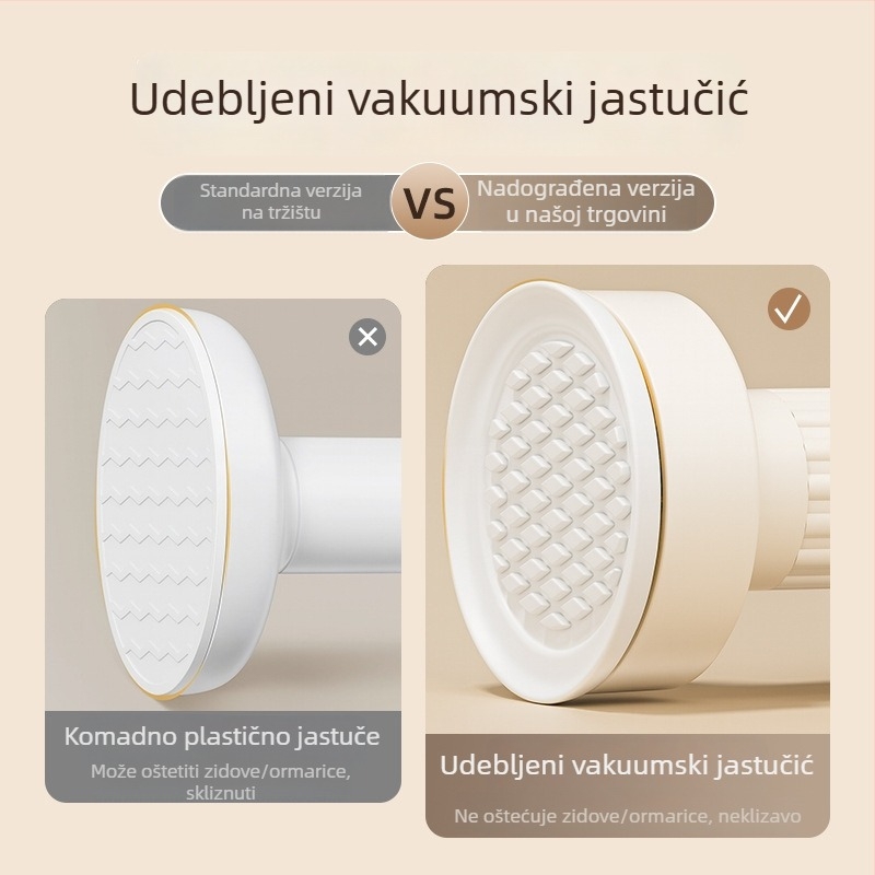 Teleskopska šipka za odjeću u garderobi — bez bušenja, od ugljičnog čelika, moderan minimalistički stil, balkon za sušenje