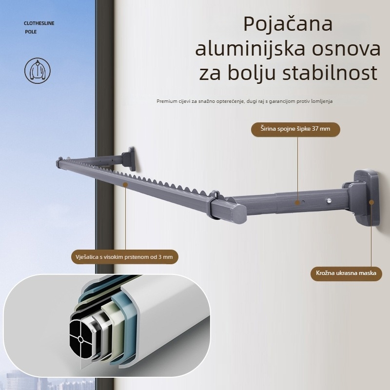 Šipka za sušenje od aluminijske legure – zidni nosač, Brother lou, moderan minimalistički dizajn, lansirano 2024