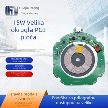 Bežični PCBA za napajanje automobila – 15W, Qi standard, K9 višenamjenski modul za bežično punjenje, PCBA ploča, zaštita od pregrijavanja i preopterećenja struje