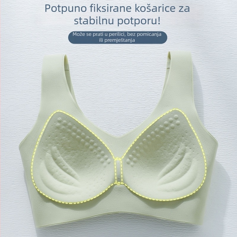 Bezšivni grudnjak s ugrađenim košaricama za podizanje i oblikovanje bočnih dijelova, prozračan i lagan