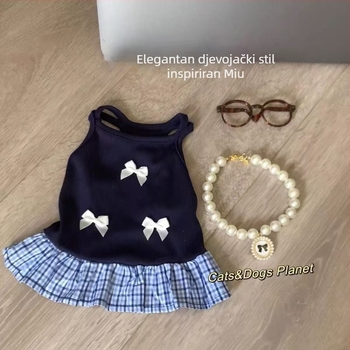 Haljina s trakama za mačiće, proljeće-ljeto, tanko i prozračno, plavo-zlatni gradijent Rag Doll plava mačka, protiv opadanja dlake